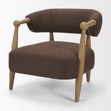 Lewis Mocha Fabric w/ Brown Wood Open Back Accent Chair by Mercana at Eve Furniture