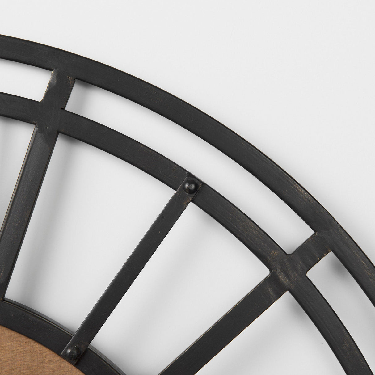 Lewiston Black Iron W/Wood Round Wall Clock by Mercana at Eve Furniture