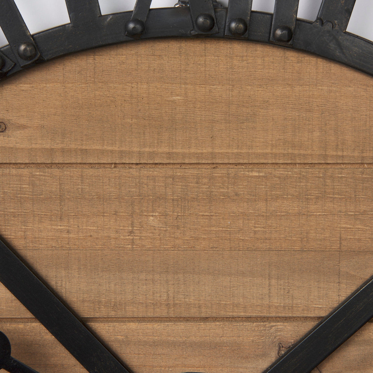 Lewiston Black Iron W/Wood Round Wall Clock by Mercana at Eve Furniture