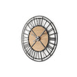 Lewiston Black Iron W/Wood Round Wall Clock by Mercana at Eve Furniture