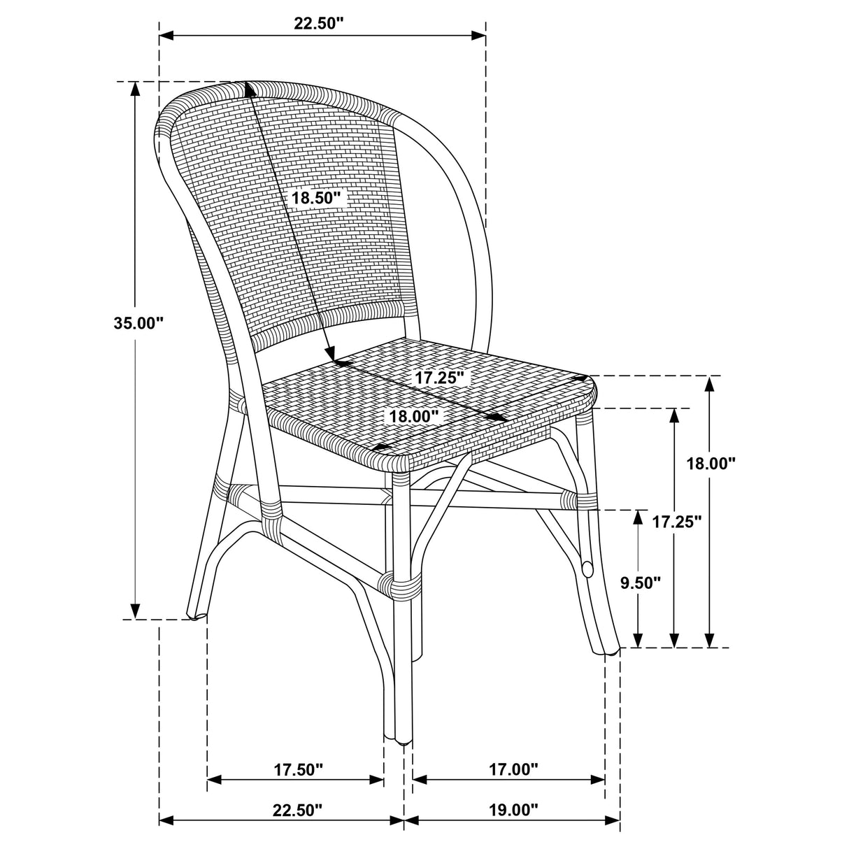 Lexley Woven Rattan Dining Side Chair Brown (Set of 2) by Coaster at Eve Furniture