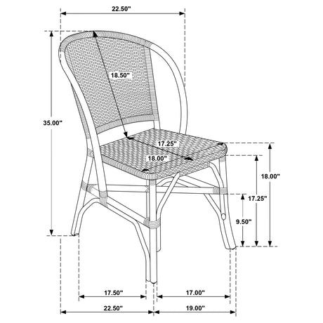 Lexley Woven Rattan Dining Side Chair Brown (Set of 2) by Coaster at Eve Furniture