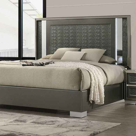 Leyland Dark Gray 5-Piece Queen Bedroom Set by Furniture of America at Eve Furniture