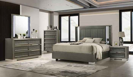Leyland Dark Gray 5-Piece Queen Bedroom Set by Furniture of America at Eve Furniture