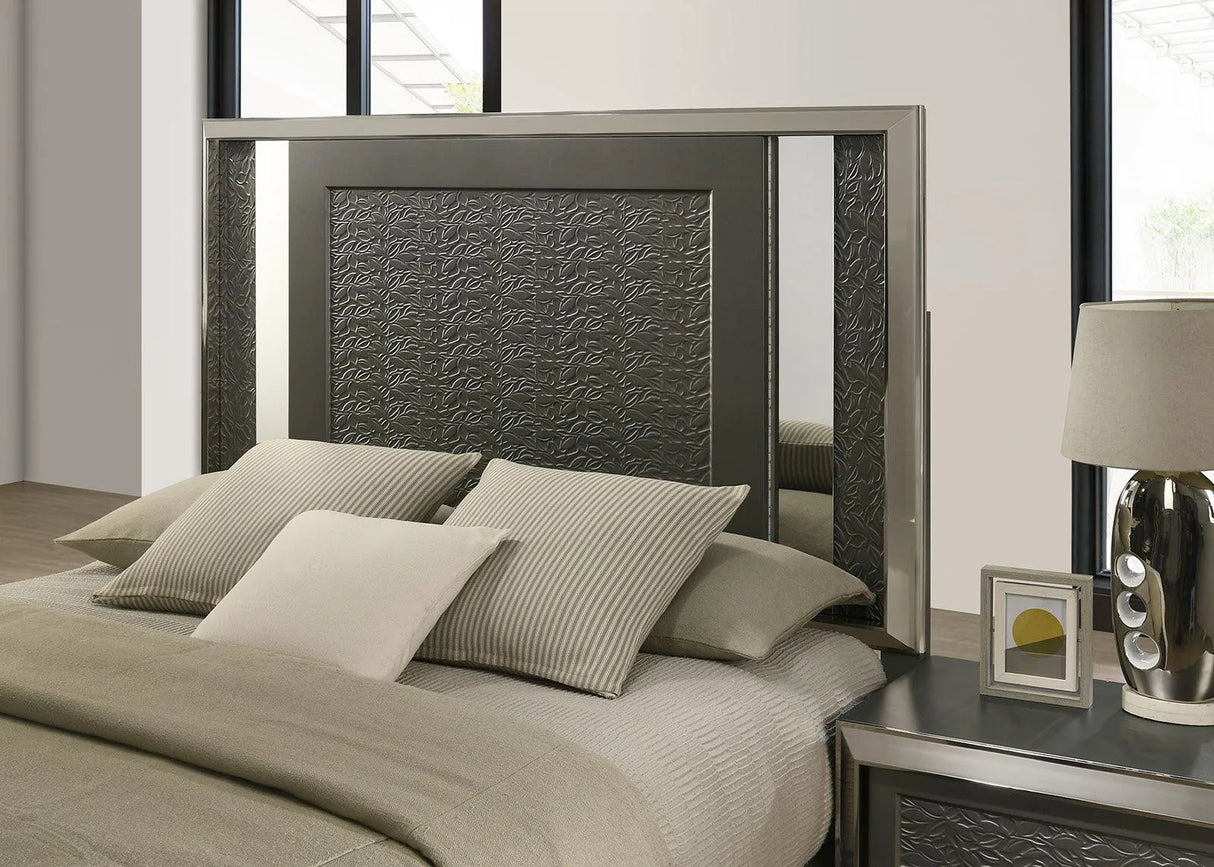 Leyland Dark Gray LED King Platform Bed by Furniture of America at Eve Furniture