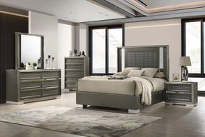 Leyland Dark Gray LED King Platform Bed by Furniture of America at Eve Furniture