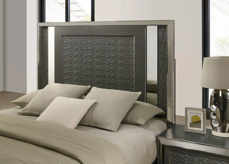 Leyland Dark Gray LED King Platform Bed by Furniture of America at Eve Furniture
