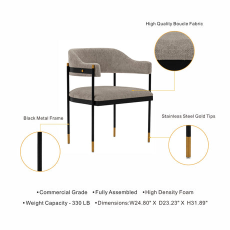 Lia Dining Armchair in Stone by Manhattan Comfort at Eve Furniture