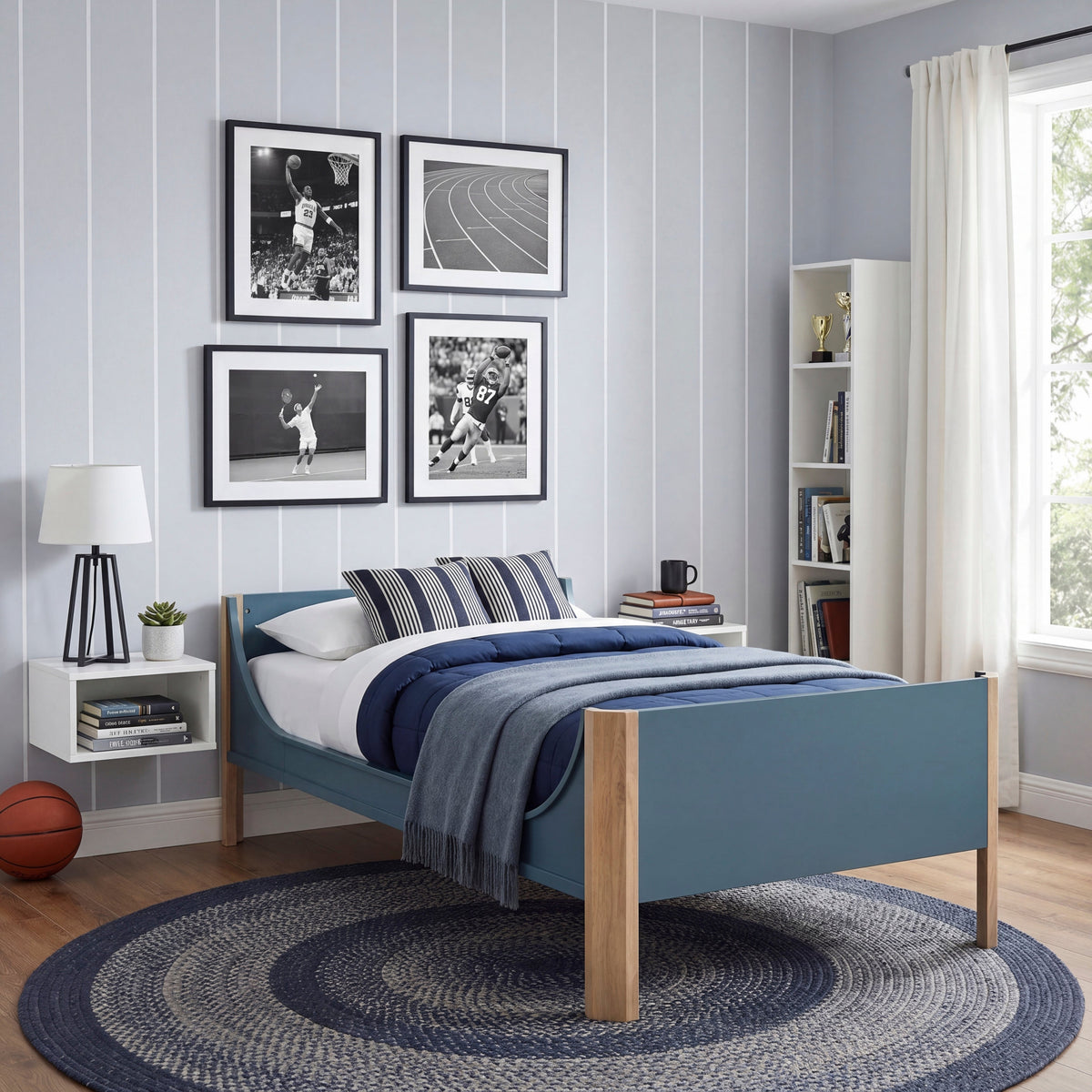 Liam Blue/Natural Twin Platform Bed by Homelegance at Eve Furniture