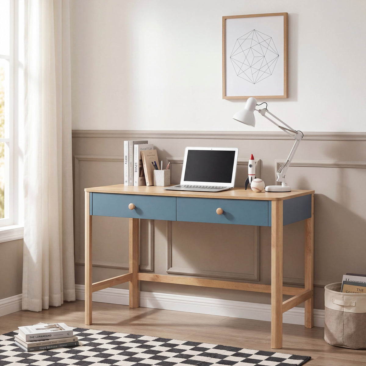 Liam Blue/Natural Writing Desk by Homelegance at Eve Furniture