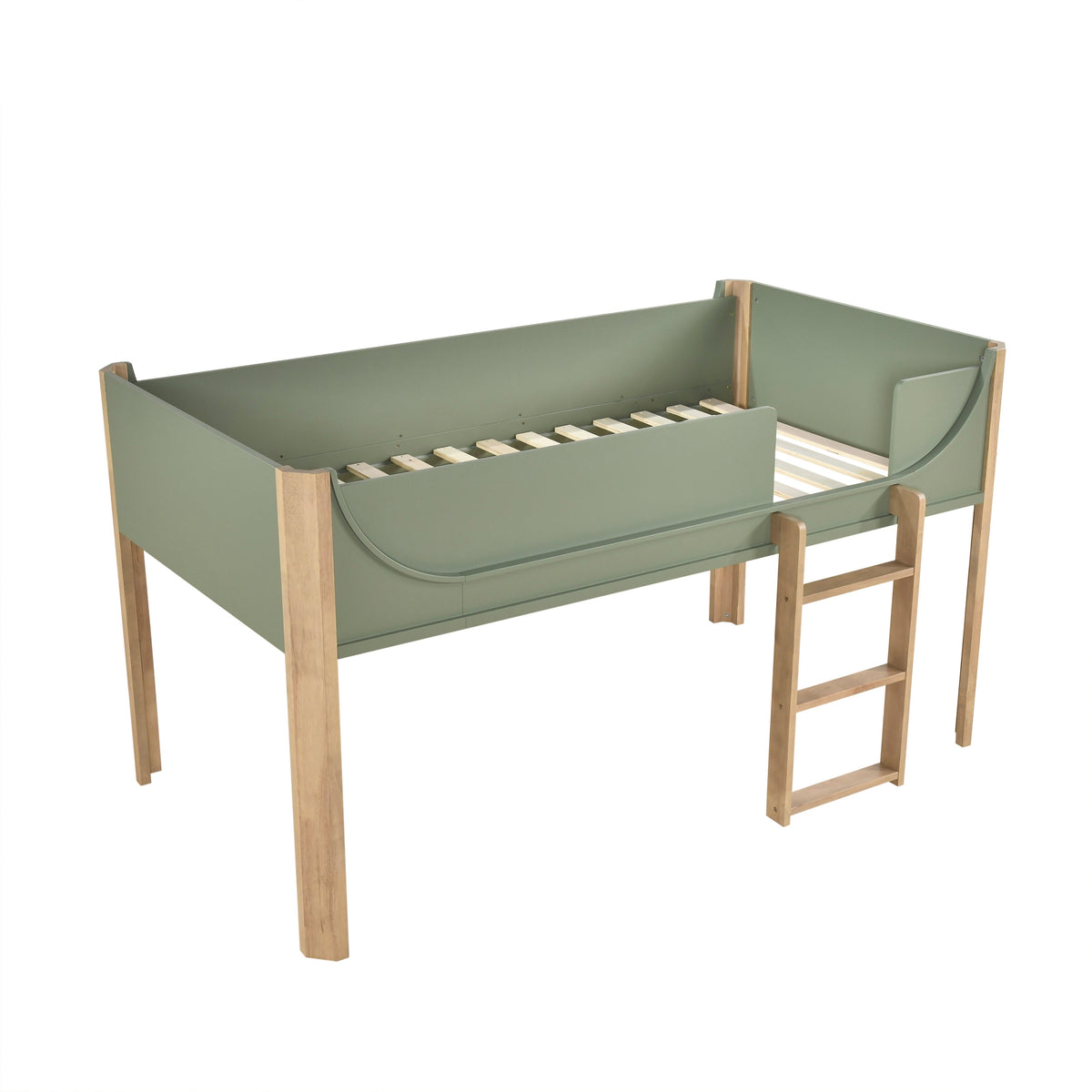 Liam Green/Natural Twin Low Loft Bed by Homelegance at Eve Furniture