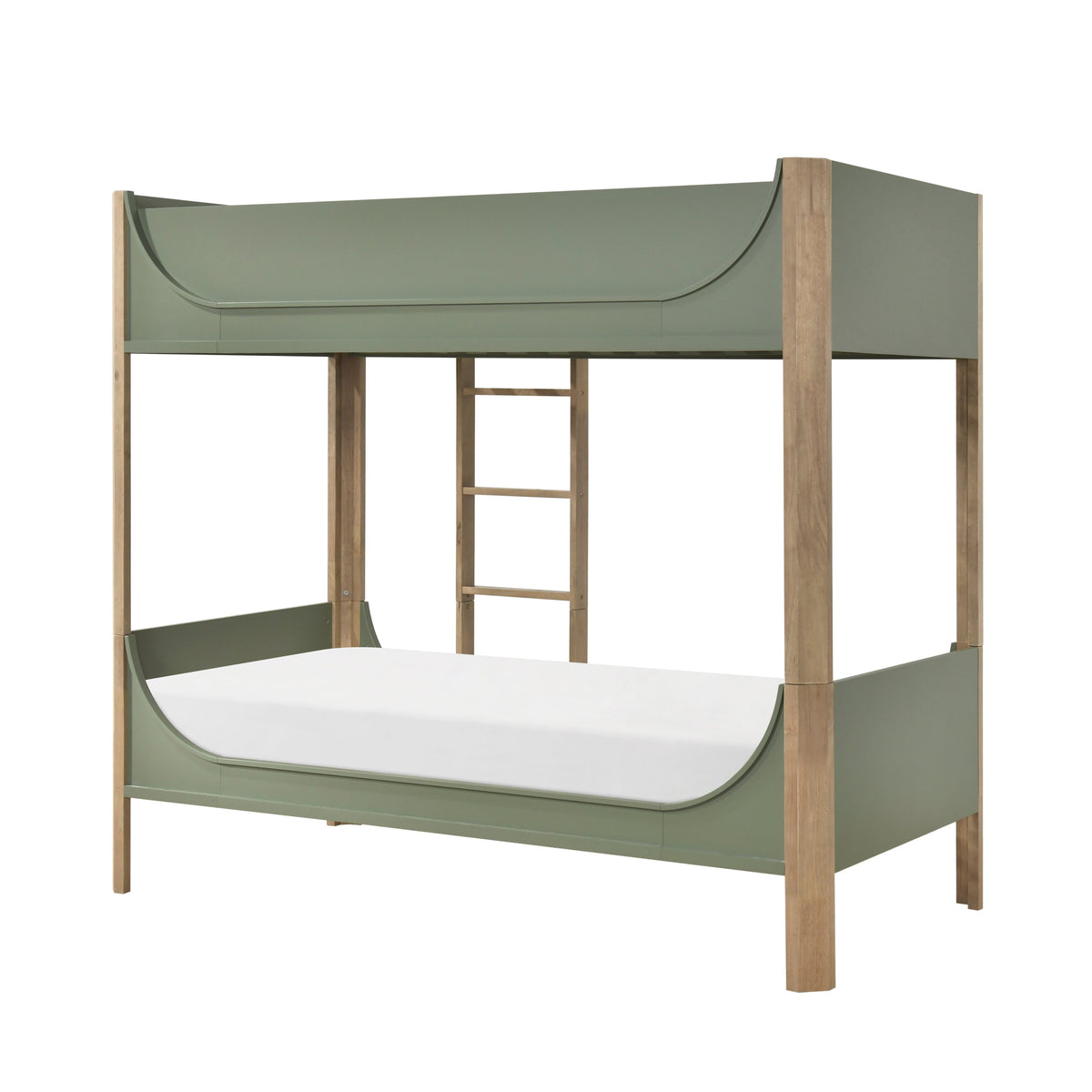 Liam Green/Natural Twin Low Loft Bed with 2-Shelf Bookcase, 4-Shelf Bookcase and Dresser by Homelegance at Eve Furniture