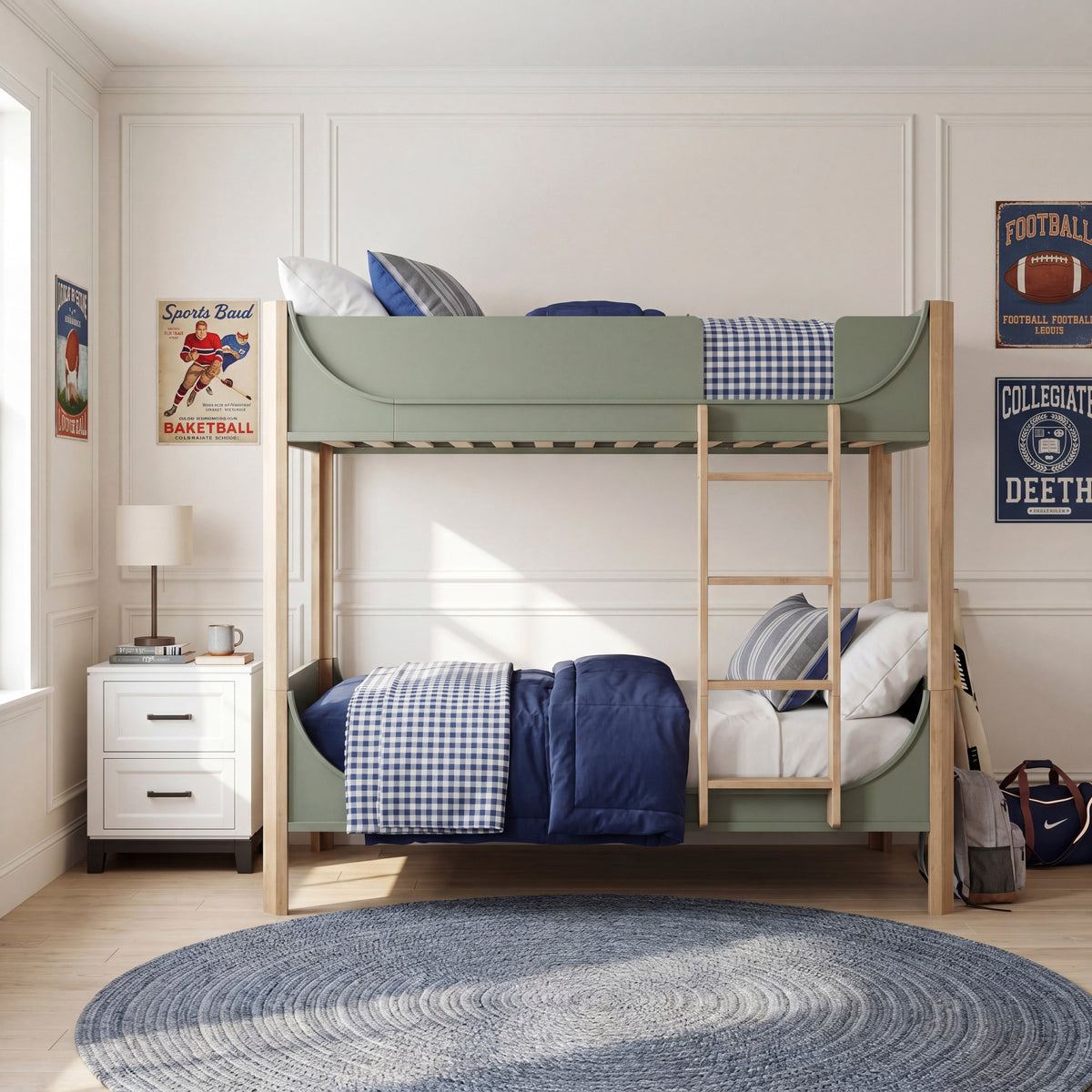 Liam Green/Natural Twin Low Loft Bed with 2-Shelf Bookcase, 4-Shelf Bookcase and Dresser by Homelegance at Eve Furniture