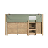 Liam Green/Natural Twin Low Loft Bed with 2-Shelf Bookcase, 4-Shelf Bookcase and Dresser by Homelegance at Eve Furniture