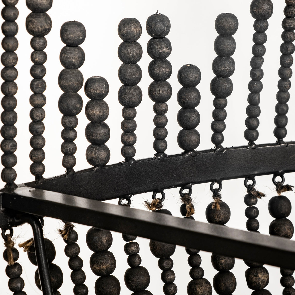 Liam I 32x30 Black Wooden Bead Bowl-Style Four Bulb Chandelier by Mercana at Eve Furniture