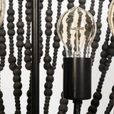 Liam I 32x30 Black Wooden Bead Bowl-Style Four Bulb Chandelier by Mercana at Eve Furniture
