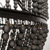 Liam I 32x30 Black Wooden Bead Bowl-Style Four Bulb Chandelier by Mercana at Eve Furniture