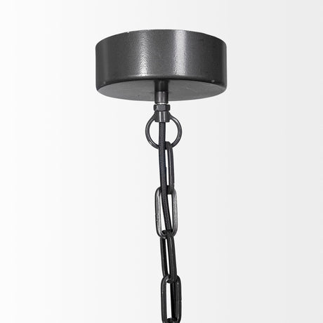 Liam I Black Wooden Bead Bowl-Style Four Bulb Chandelier by Mercana at Eve Furniture