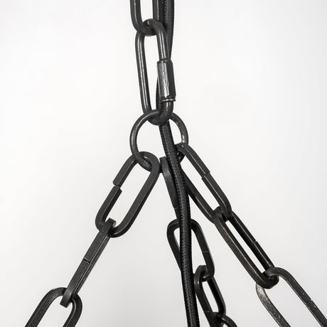 Liam I Black Wooden Bead Bowl-Style Four Bulb Chandelier by Mercana at Eve Furniture