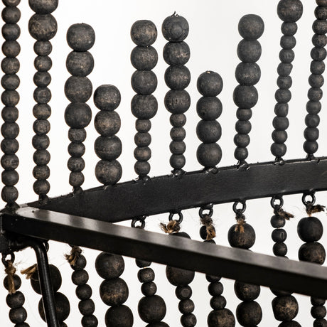 Liam I Black Wooden Bead Bowl-Style Four Bulb Chandelier by Mercana at Eve Furniture