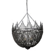 Liam I Black Wooden Bead Bowl-Style Four Bulb Chandelier by Mercana at Eve Furniture