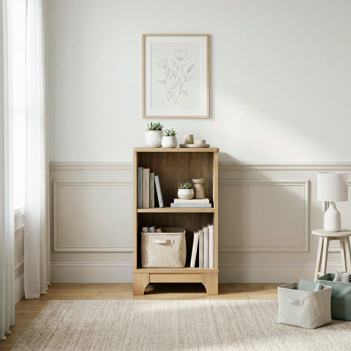 Liam Natural Bookcase with 2 Shelves by Homelegance at Eve Furniture