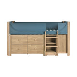 Liam Natural/Blue Twin Low Loft Bed with 2-Shelf Bookcase, 4-Shelf Bookcase and Dresser by Homelegance at Eve Furniture