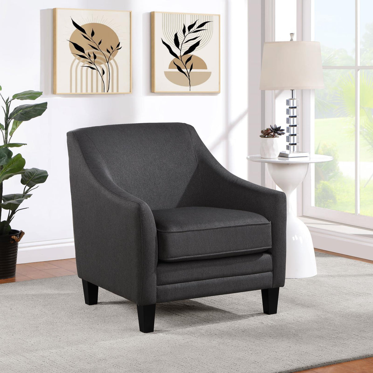 Liam Black Upholstered Sloped Arm Accent Club Chair