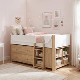 Liam White/Natural Low Loft Bed with 2-Shelf Bookcase, 4-Shelf Bookcase and Dresser by Homelegance at Eve Furniture