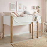 Liam White/Natural Twin Low Loft Bed by Homelegance at Eve Furniture