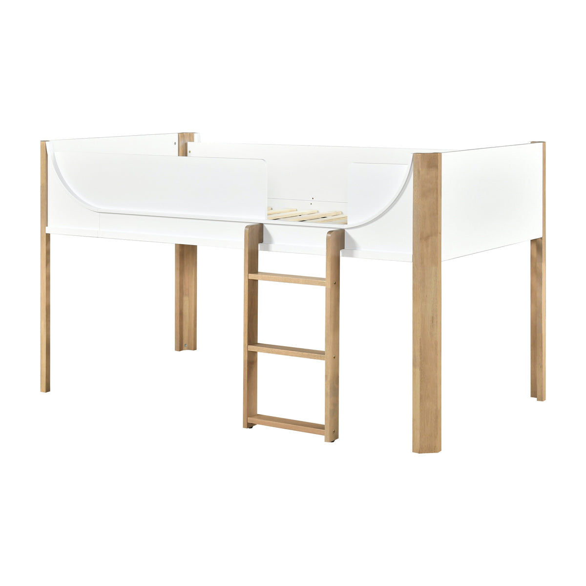 Liam White/Natural Twin Low Loft Bed by Homelegance at Eve Furniture