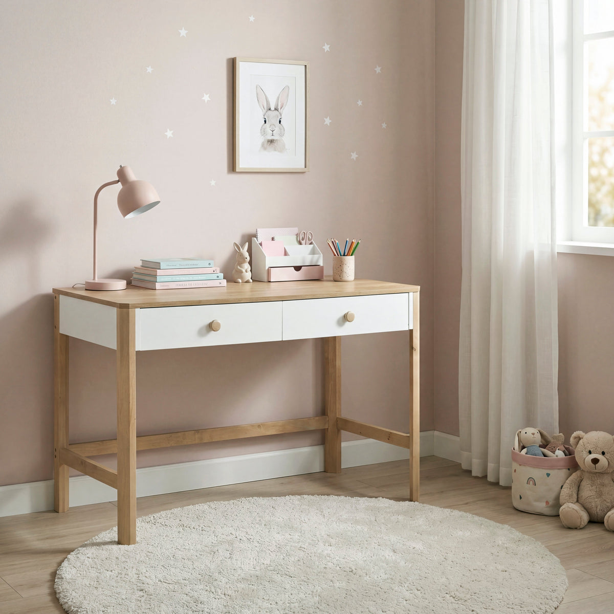 Liam White/Natural Writing Desk by Homelegance at Eve Furniture