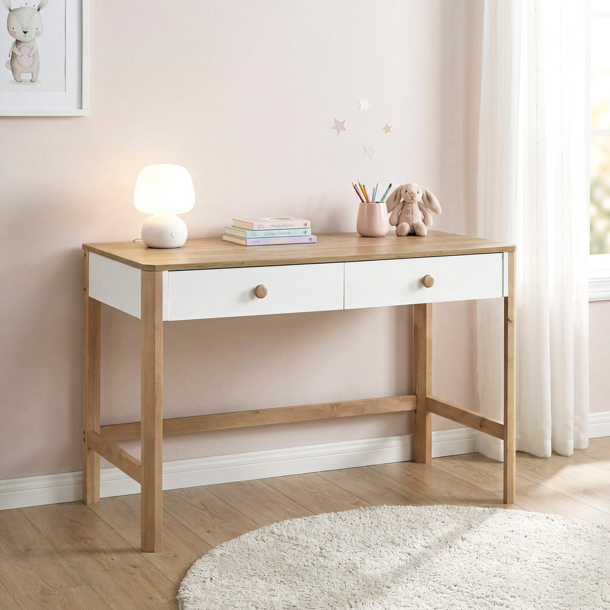 Liam White/Natural Writing Desk by Homelegance at Eve Furniture