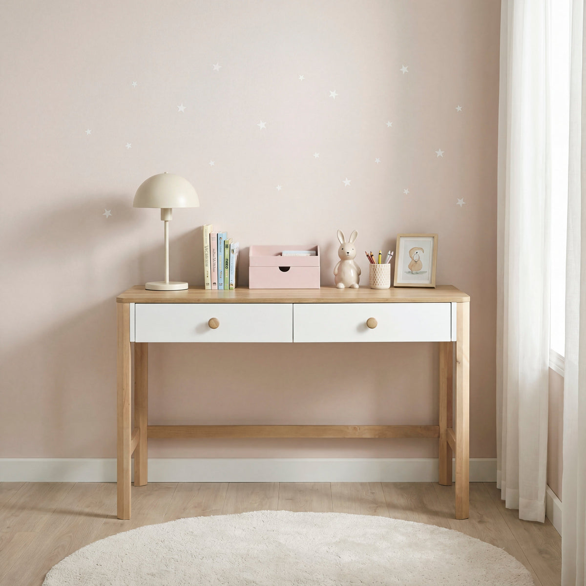 Liam White/Natural Writing Desk by Homelegance at Eve Furniture