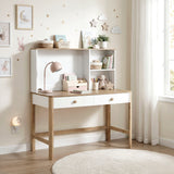 Liam White/Natural Writing Desk with Hutch by Homelegance at Eve Furniture