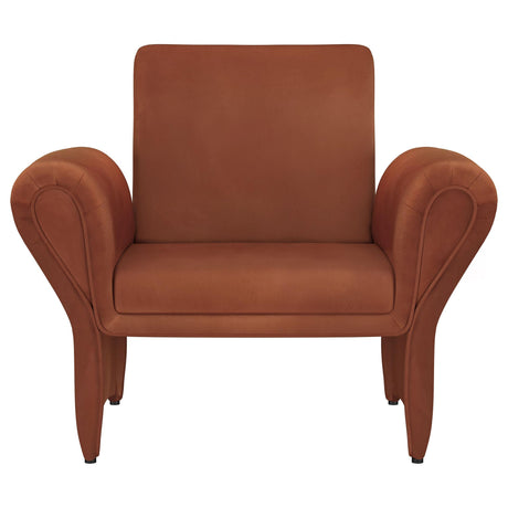 Liana Rust Orange Upholstered Roll Arm Accent Armchair by Coaster at Eve Furniture