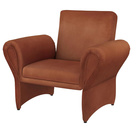 Liana Rust Orange Upholstered Roll Arm Accent Armchair by Coaster at Eve Furniture