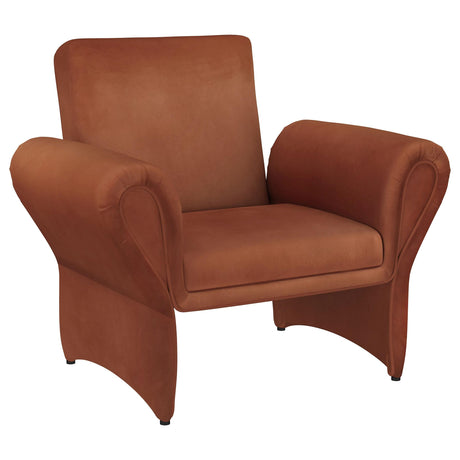 Liana Rust Orange Upholstered Roll Arm Accent Armchair