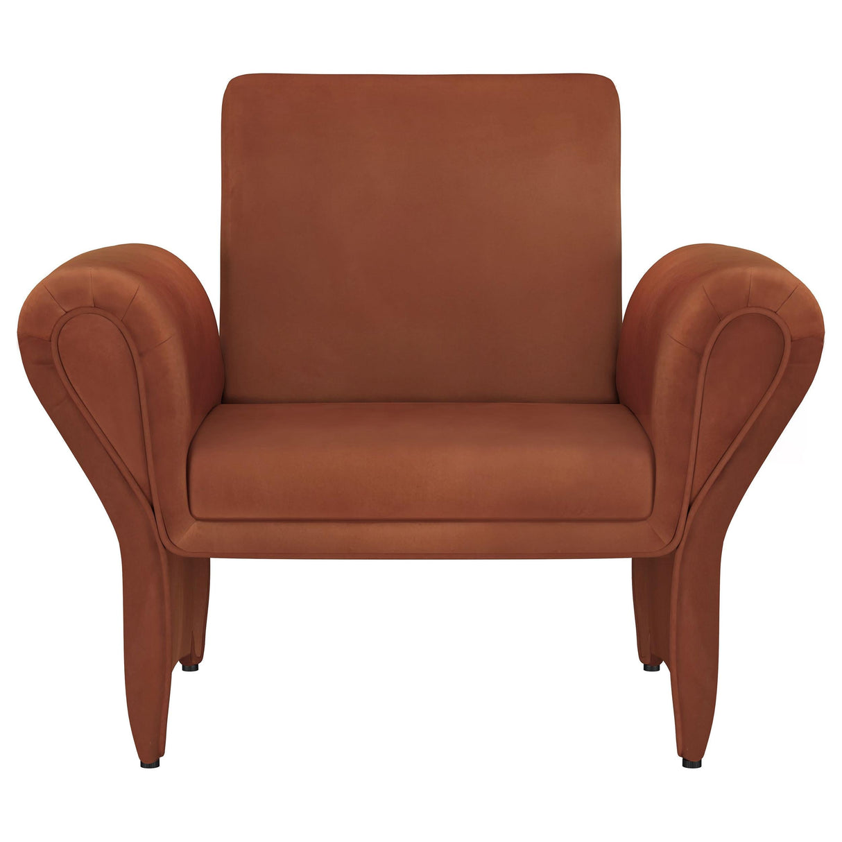 Liana Rust Orange Upholstered Roll Arm Accent Armchair