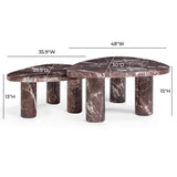 Libby 2-Piece Faux Red Levanto Marble Nesting Coffee Table Set by TOV Furniture at Eve Furniture