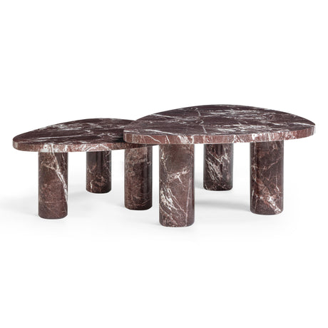 Libby 2-Piece Faux Red Levanto Marble Nesting Coffee Table Set by TOV Furniture at Eve Furniture