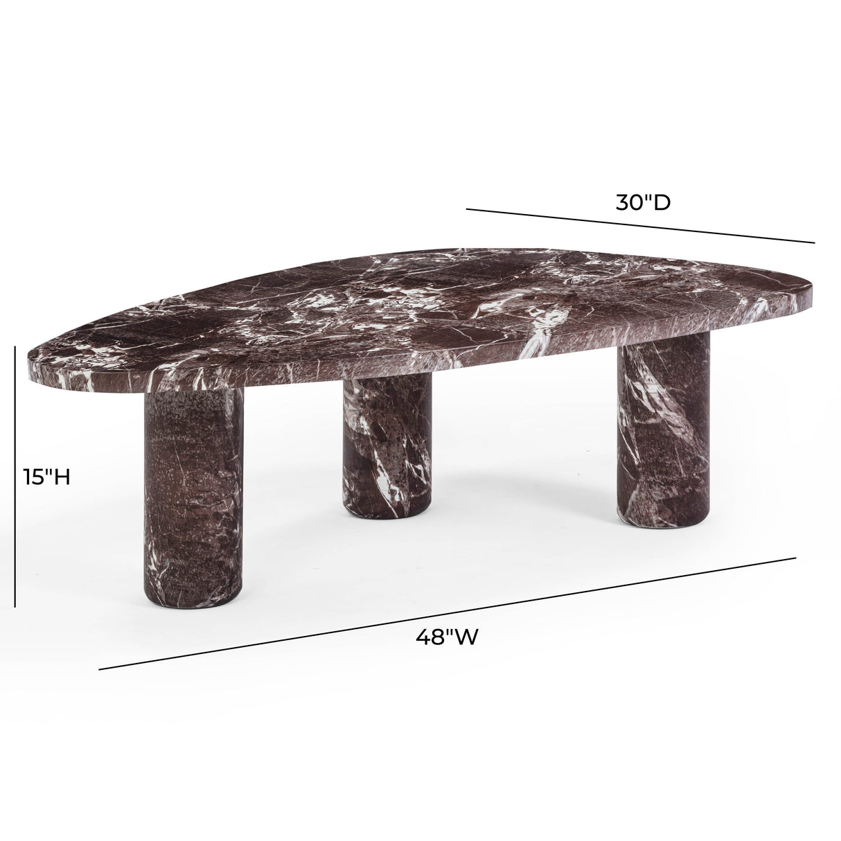 Libby Faux Red Levanto Marble Indoor/Outdoor Coffee Table (36"-48") by TOV Furniture at Eve Furniture