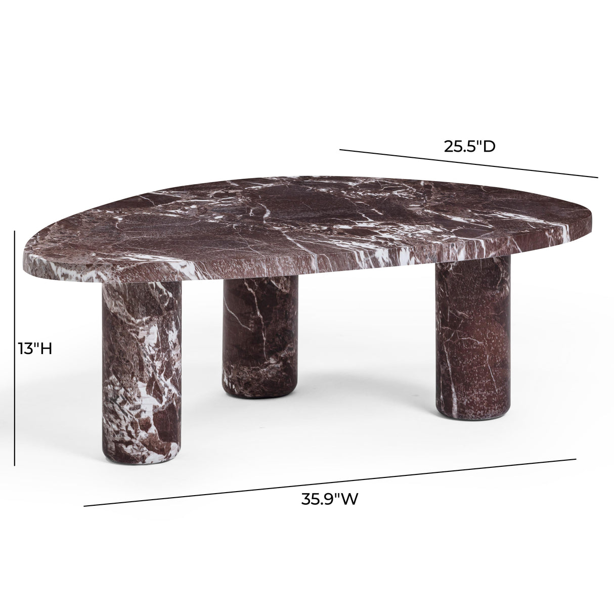 Libby Faux Red Levanto Marble Indoor/Outdoor Coffee Table (36"-48") by TOV Furniture at Eve Furniture