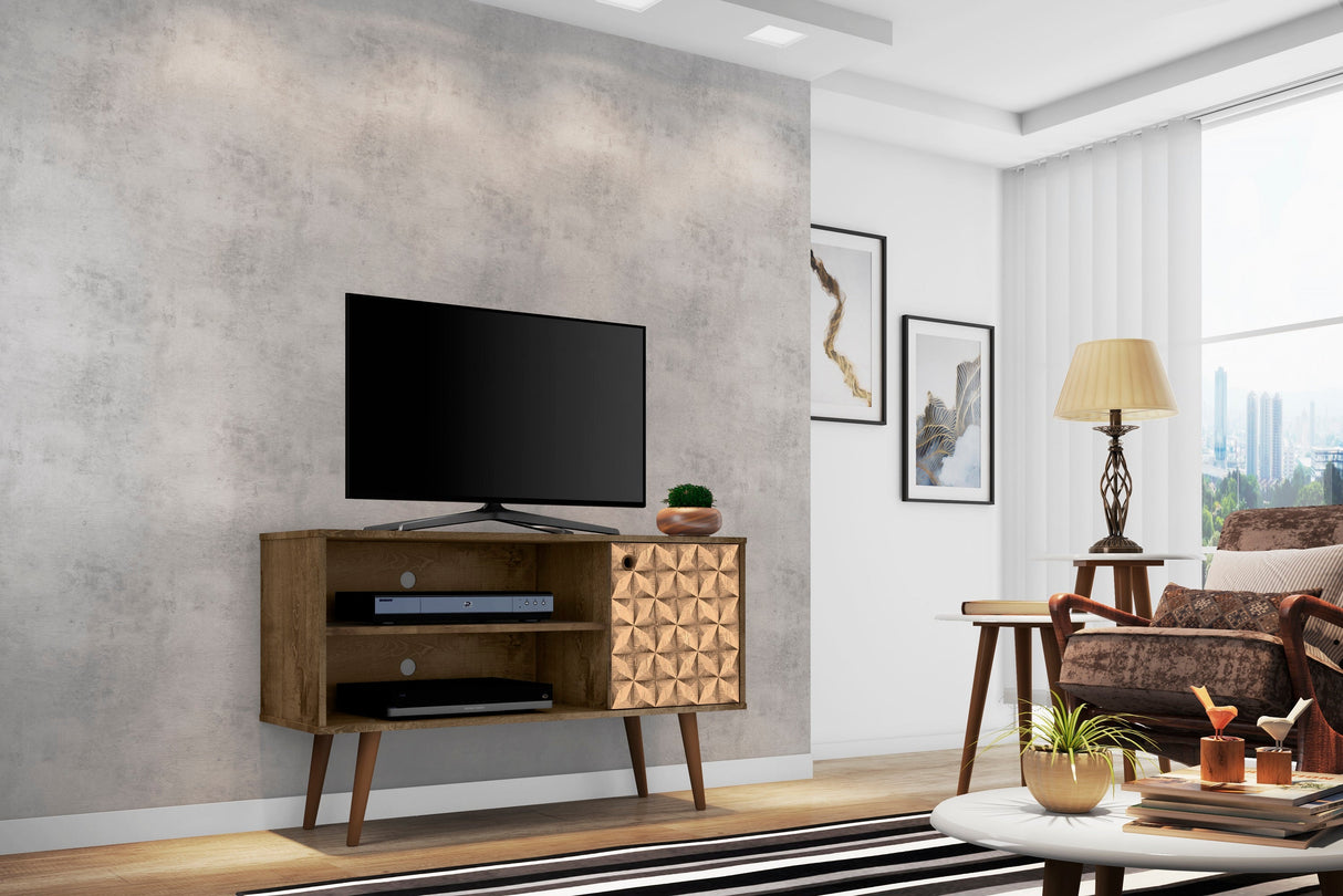 Liberty 42.52 TV Stand in Rustic Brown and 3D Brown Prints by Manhattan Comfort at Eve Furniture