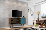 Liberty 42.52 TV Stand in Rustic Brown and Aqua Blue by Manhattan Comfort at Eve Furniture