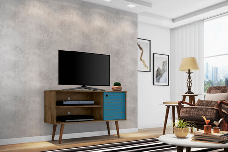Liberty 42.52 TV Stand in Rustic Brown and Aqua Blue by Manhattan Comfort at Eve Furniture