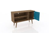 Liberty 42.52 TV Stand in Rustic Brown and Aqua Blue by Manhattan Comfort at Eve Furniture