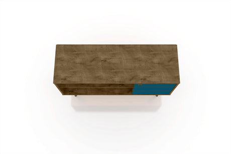 Liberty 42.52 TV Stand in Rustic Brown and Aqua Blue by Manhattan Comfort at Eve Furniture