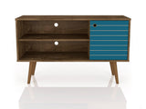Liberty 42.52 TV Stand in Rustic Brown and Aqua Blue by Manhattan Comfort at Eve Furniture