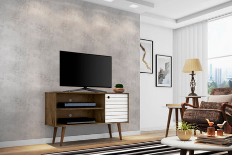Liberty 42.52 TV Stand in Rustic Brown and White by Manhattan Comfort at Eve Furniture